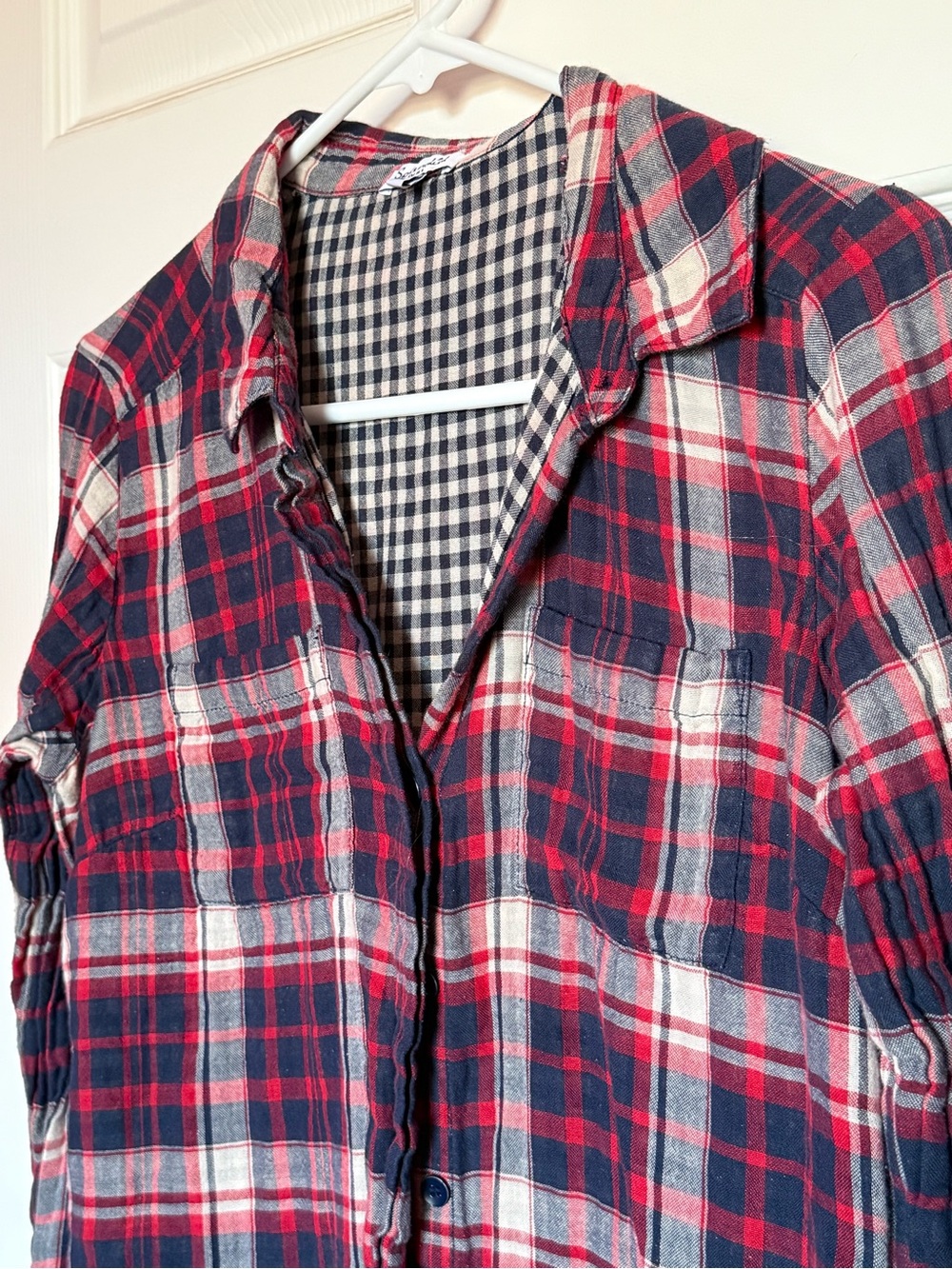 Splendid Red and Navy Plaid Button-Down Shirt